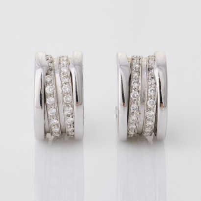 BVLGARI, 18ct White Gold, B.zero1, 0.80ct Diamond Hoop Earrings