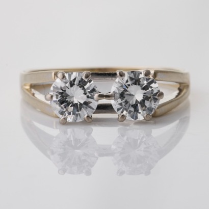 18ct White Gold, 1.14ct Two Stone Diamond Ring