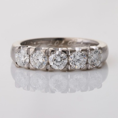 18ct White Gold, 1.30ct Five Stone Diamond Ring