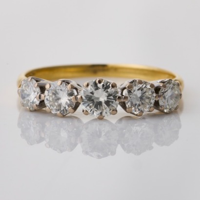 18ct Yellow / White Gold, 1.00ct Diamond Five Stone Ring