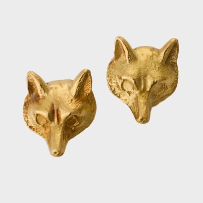 18ct Yellow Gold, Fox Motif Stud Earrings