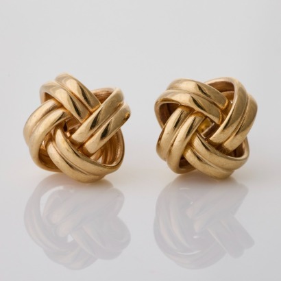 9ct Yellow Gold, 9.84mm Knot Stud Earrings