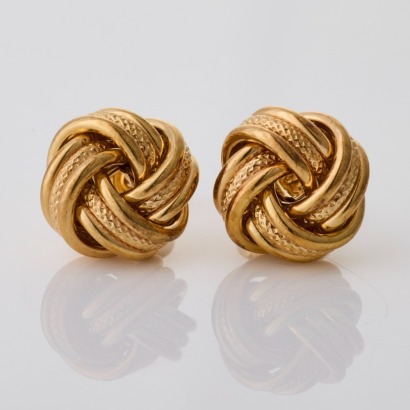 9ct Yellow Gold, 10.4mm Knot Stud Earrings