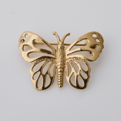 9ct Yellow Gold, Butterfly Brooch