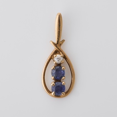 9ct Yellow Gold, 3.0mm Round Sapphire Pendant