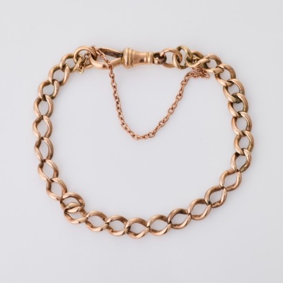9ct Rose Gold, 16cm Curb Bracelet with Swivel Clasp