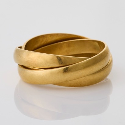 18ct Yellow Gold, Interlocking Bands, Size J