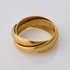18ct Yellow Gold, Interlocking Bands, Size J - 2