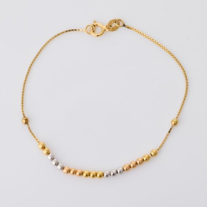 18ct Yellow Gold, 17.5cm Sliding Bead Bracelet