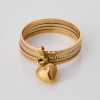 14ct Yellow / White / Rose Gold, Multi Band Ring with Puff Heart Charm