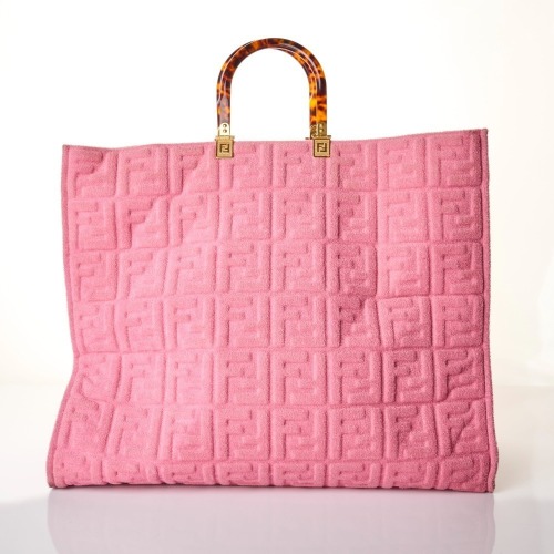 Fendi, Embossed Terry Cloth Sunshine Cloth Pink Tote Bag