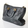 Fendi, Black Embossed Leather Tote Bag - 2