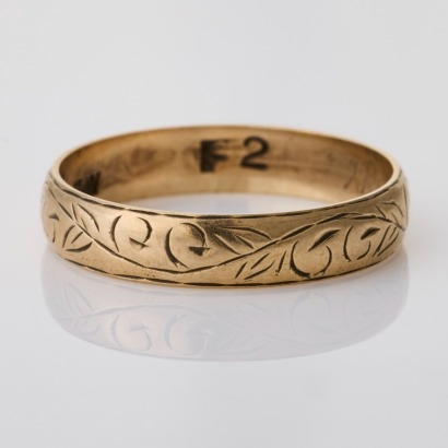 9ct Yellow Gold, 4.0mm Wide Band with a Hand Engraved Finish