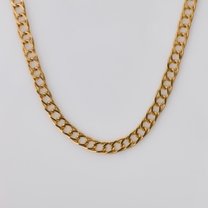 9ct Yellow Gold, 52cm Double Curb Link Necklace