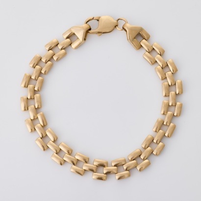 9ct Yellow Gold, Modern, 19.5cm Fancy Link, Hollow Bracelet