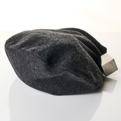 Louis Vuitton, Charcoal, Coloured 52% Cotton / 43% Wool / 5% Alpaca, Beret with Cube Pin