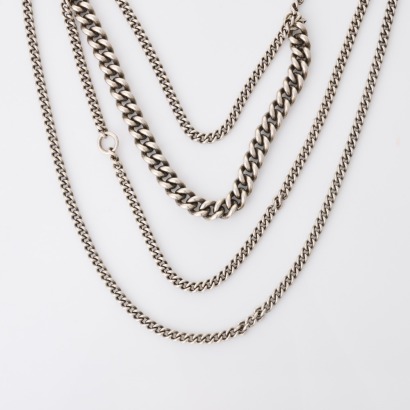 Ann Demeulemeester, 120cm Sterling Silver, Multi Chain Convertible Necklace with Box