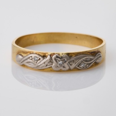18ct Yellow Gold / White Gold, 0.02ct Diamond Band