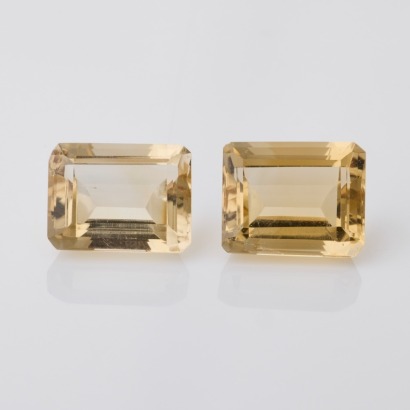 Loose, Pair of 14.40ct Emerald Cut Citrines