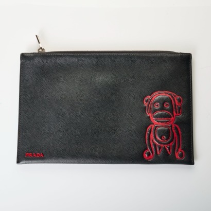 Prada, Black Saffiano Leather Pouch