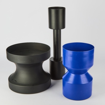 A Set of Three Llot Llov Aluminium Vases