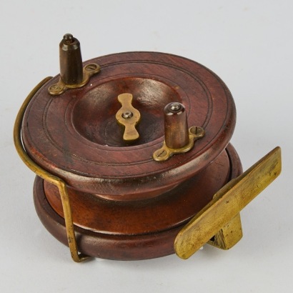 An Antique Brass and Wood Fish Reel