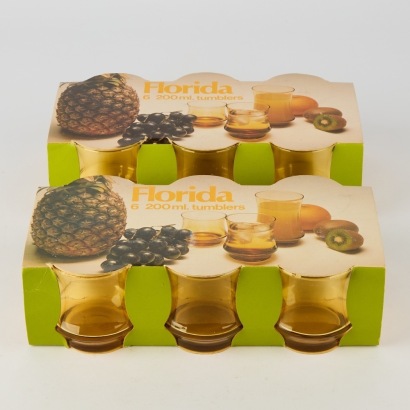 Two Boxed Sets of Six New Zealand Kaaru Glass Cups