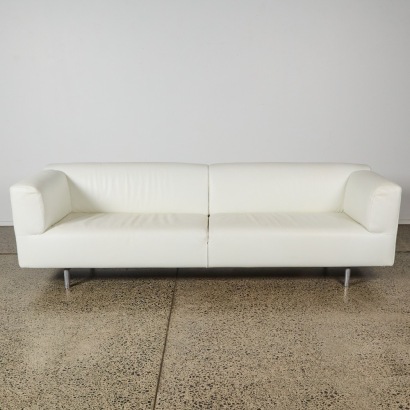 A White Leather Met Sofa Designed by Piero Lissoni for Cassina