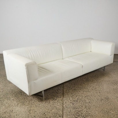 A White Leather Met Sofa Designed by Piero Lissoni for Cassina