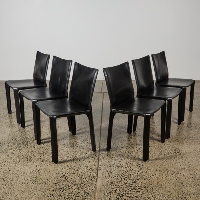 A Set of Six Mario Bellini Cab 412 Dining Chairs By Cassina