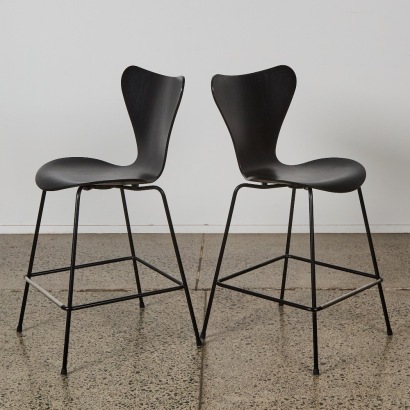 A Pair of Arne Jacobsen Series 7 Bar Stools