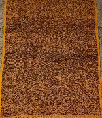 A Hand-woven Yellow Vintage Rug