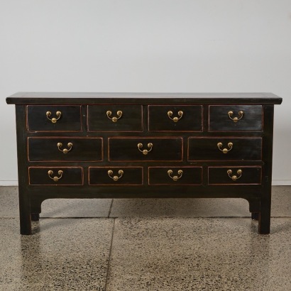 An Eleven Drawer Black Console