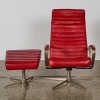A BoConcept Red Leather Chair and Ottoman - 2