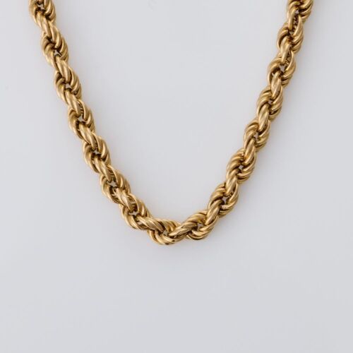 9ct Yellow Gold, 50cm Hollow Link, Rope Chain Necklace