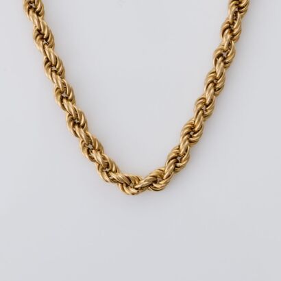 9ct Yellow Gold, 50cm Hollow Link, Rope Chain Necklace