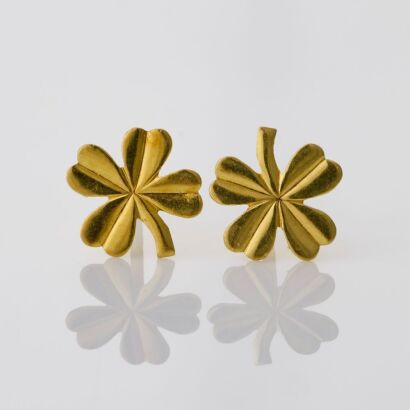 9ct Yellow Gold, 8.0mm Clover Stud Earrings