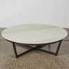 A Bauhaus Furniture Carrara Marble and Steel Coffee Table