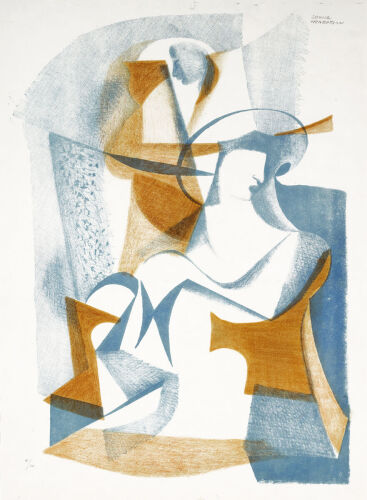 LOUISE HENDERSON Untitled, Showing Two Abstracted Figures