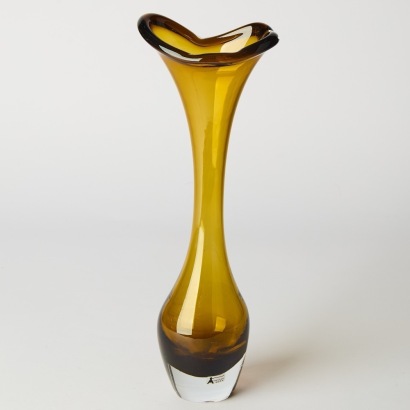 A Seda Handblown Amber Glass Vase, Sweden