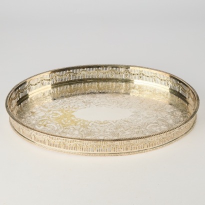 A Vintage Sheffield Plate Gallery Drinks Tray Made in England