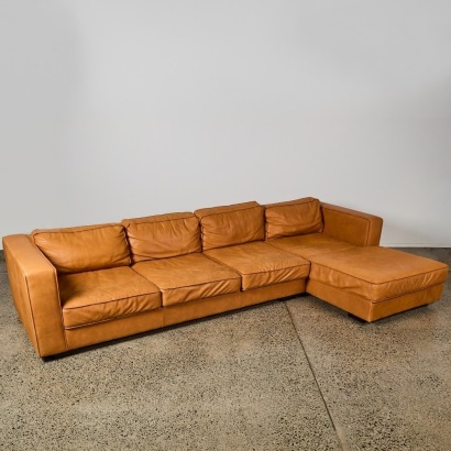 A Dawson & Co Italian Leather Madden Sofa