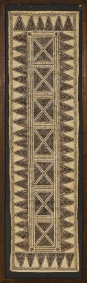 A Large Framed Tapa Cloth