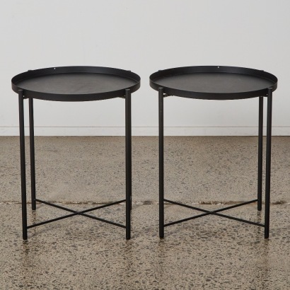 A Pair of Minimal Black Metal Side Tables