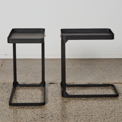 A Pair of Minimal Black Metal Side Tables