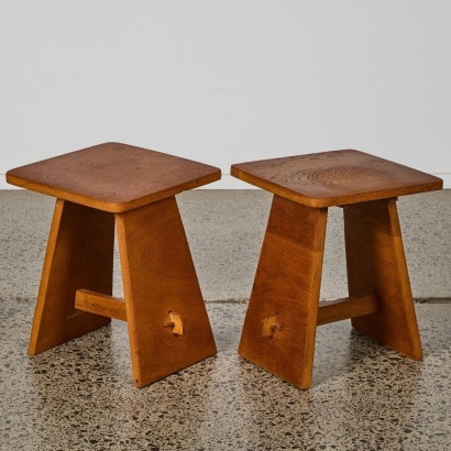 A Pair of Vintage Solid Oak Side Tables