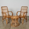 A Vintage Cane Three Piece Chairs And Table