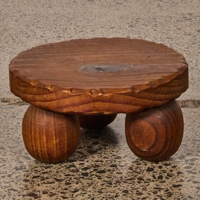 A Vintage Adzed Chubby Foot Low Stool