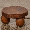 A Vintage Adzed Chubby Foot Low Stool - 2