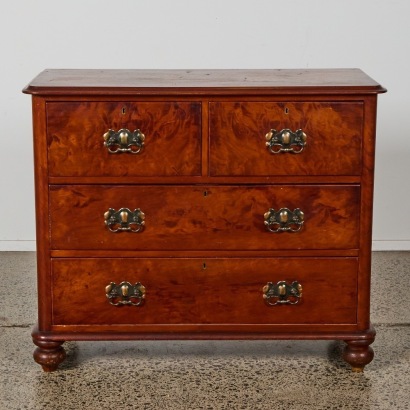 A Mahogany and Walnut Georgian Style Bachelor's Four Drawer